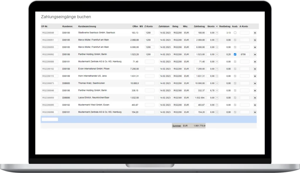 ERP-Zahlungseingänge buchen