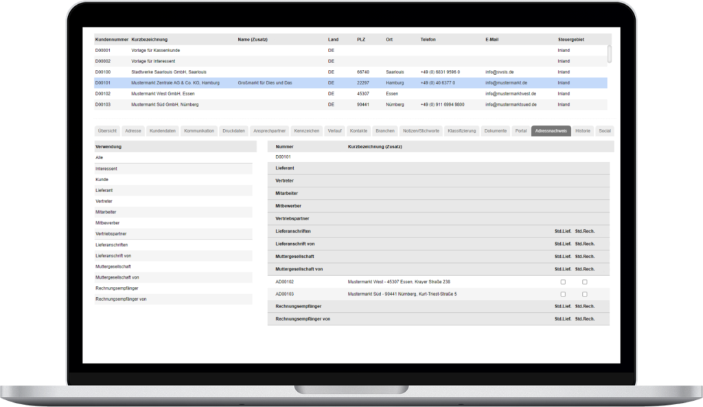 Kundenstamm mit dem ERP System verwalten